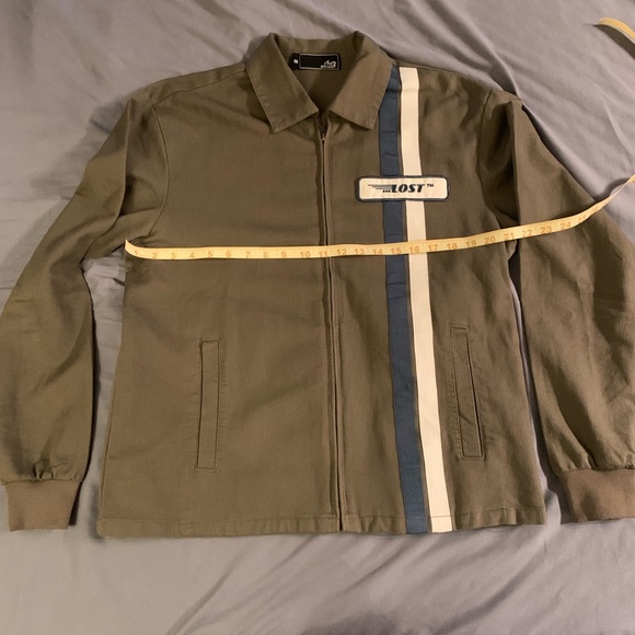 Lost Gray Lightweight Jacket with Blue and White Stripes EUC - Picture 2 of 4